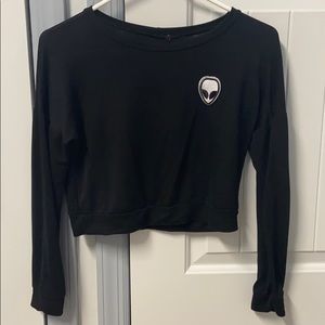 Forever 21 Alien Black Crop Long Sleeve